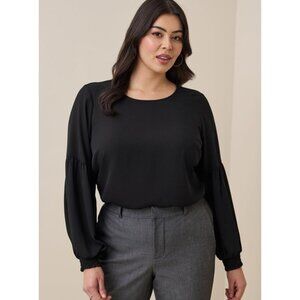 NWT Torrid Black Georgette Blouson Sleeve Blouse